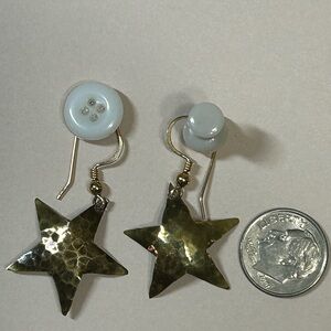 Hammered Brass Star Earrings